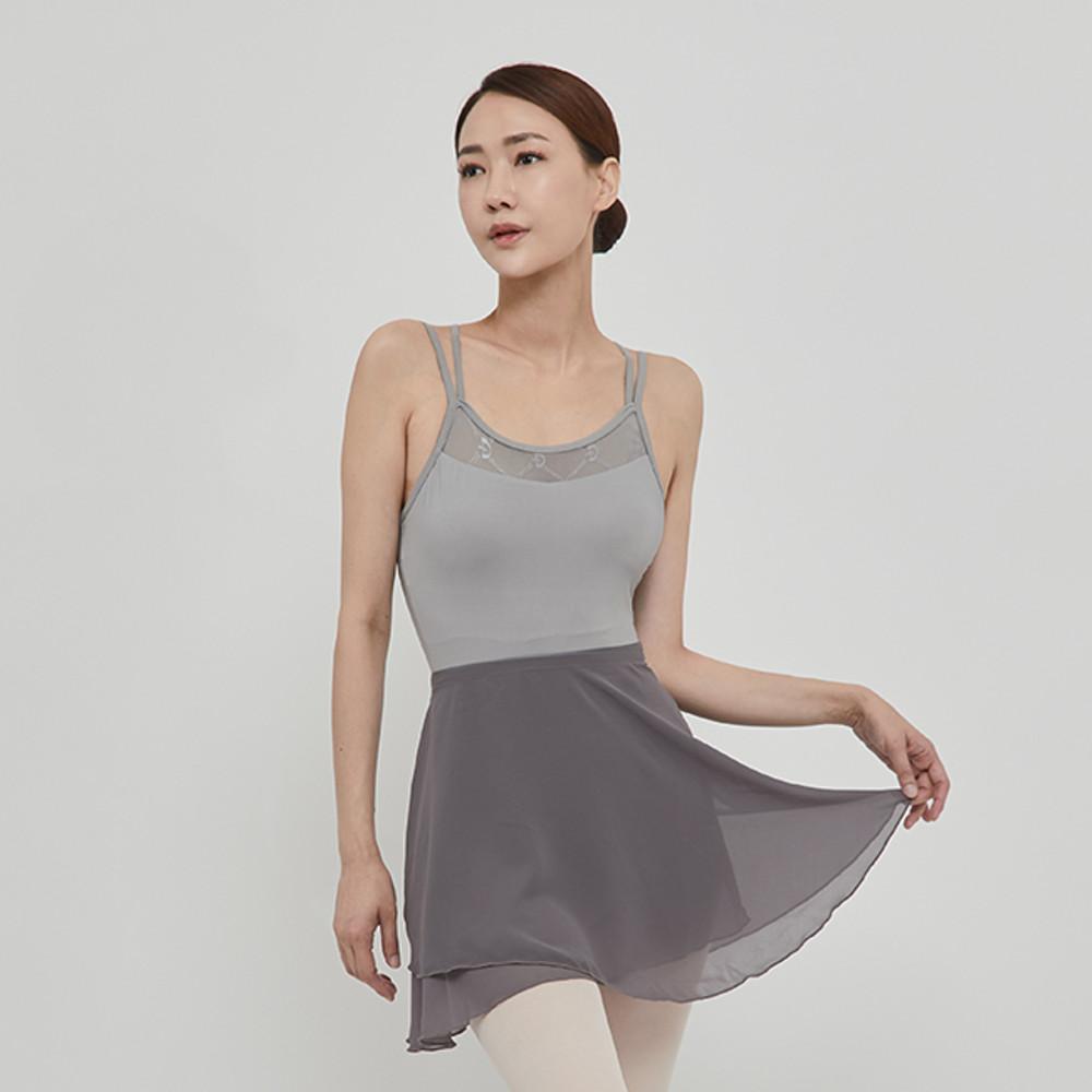 [무배] 성인발레복 쉬폰 미니 스커트(딥그레이)