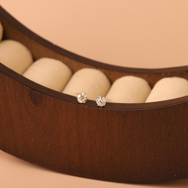 14k 모이사나이트 귀걸이 3mm, 0.1ct 귀걸이