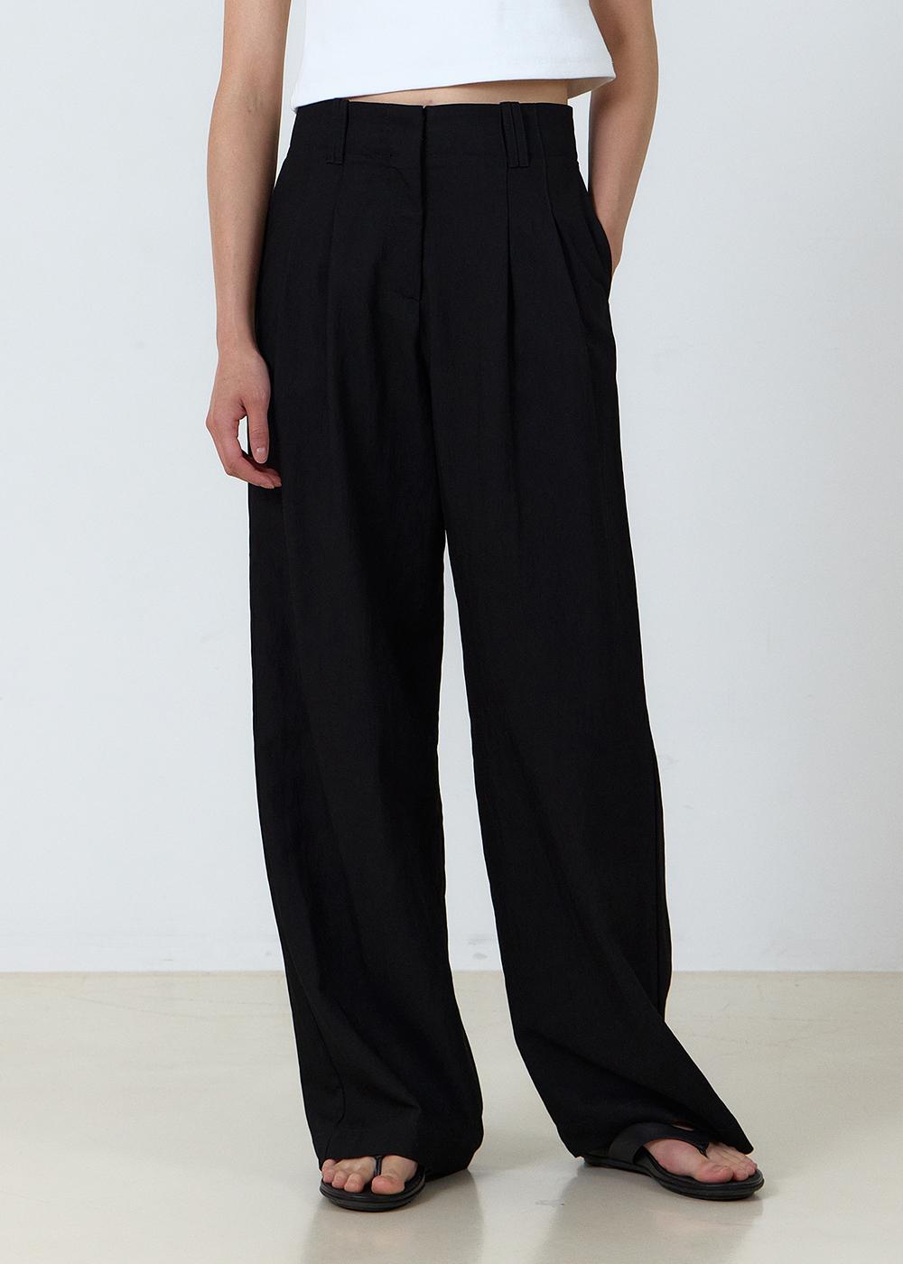 Summer pintuck slacks (black)