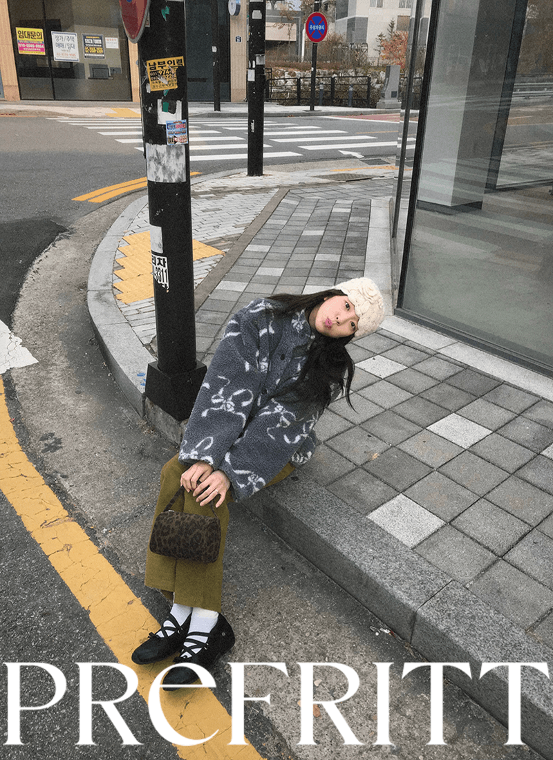 PREFRITT : Rabbit fleece jacket [gray]