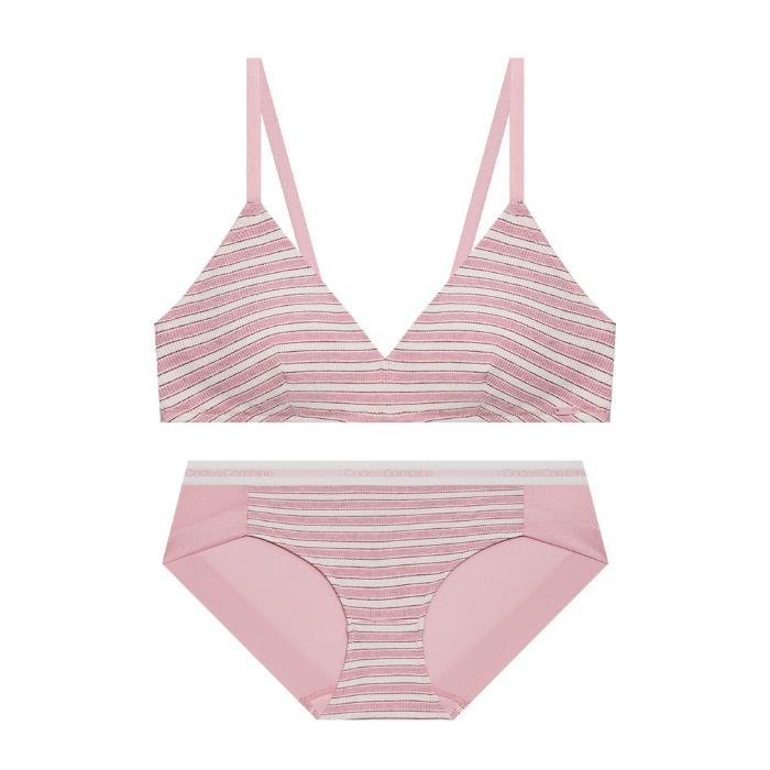 핑크 스트라이프 후크리스 브라렛