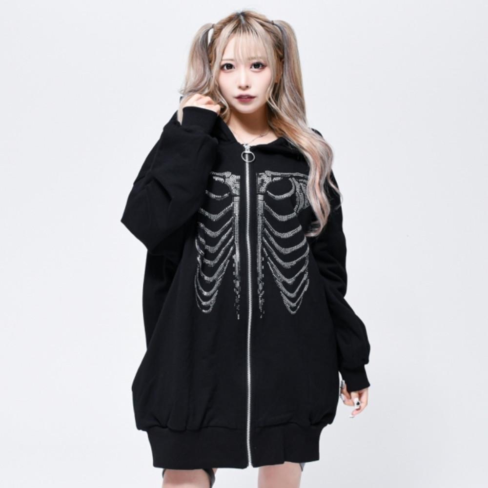 REFLEM 레플렘 골라인 스톤 후드집업 해골 갈비