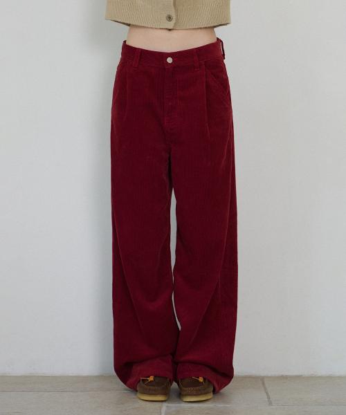 Wide Legs Corduroy Denim Jeans_Red