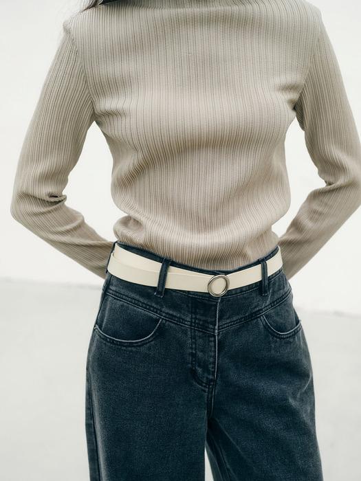 스트레치 골지 티셔츠_카키 7255340102