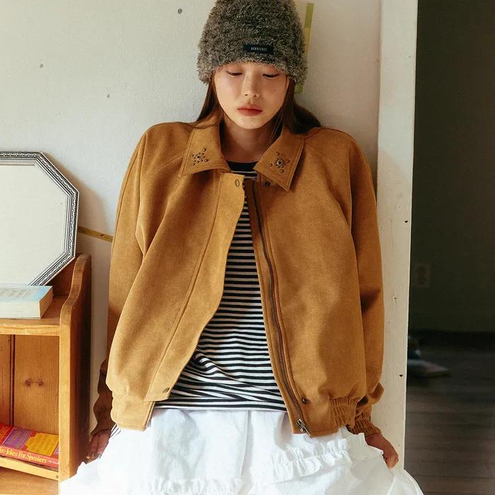 Suede Stud Jumper (beige)