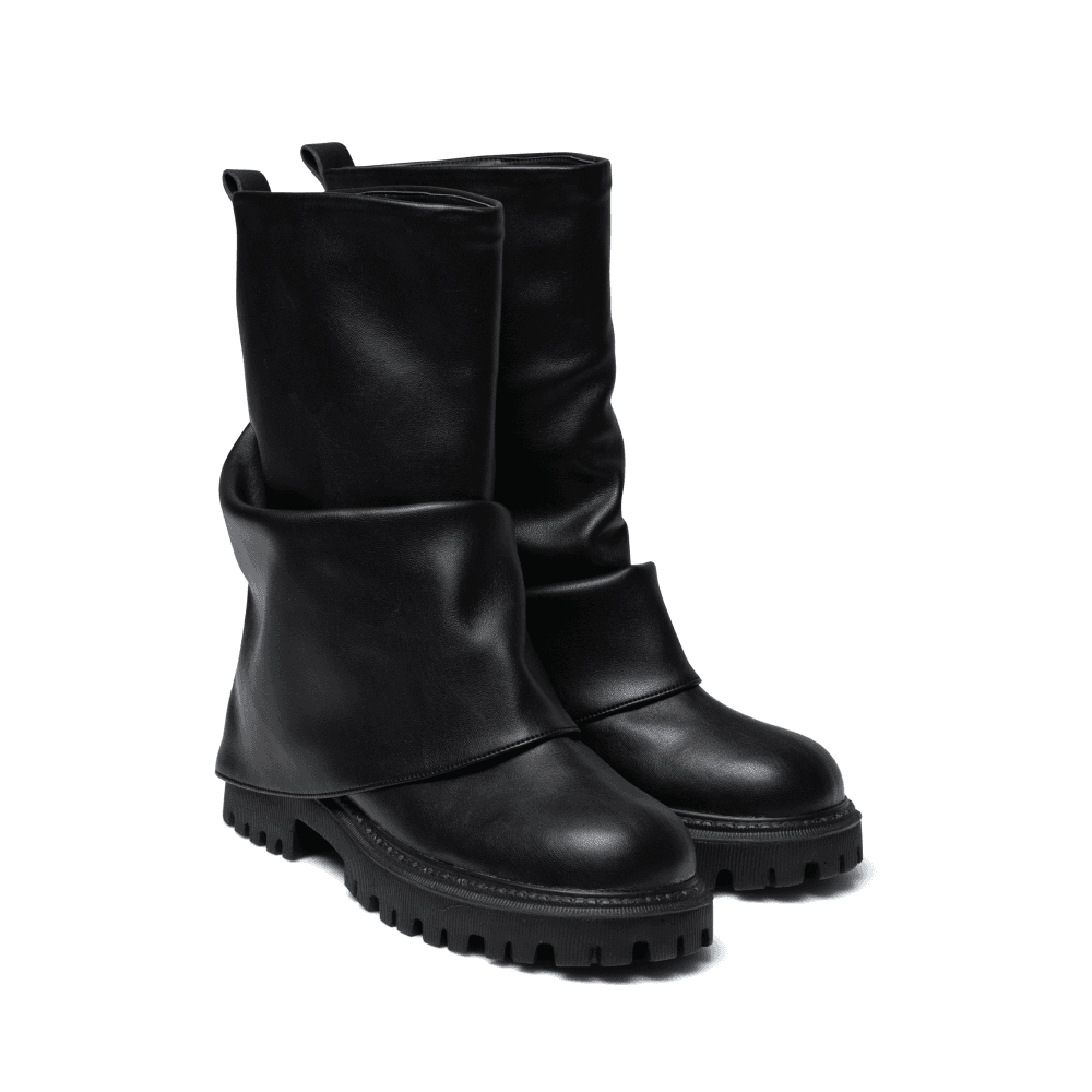 Shirring Half Boots - Black