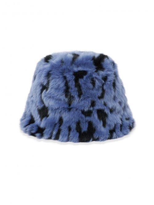 블루 자카드 퍼 버킷햇