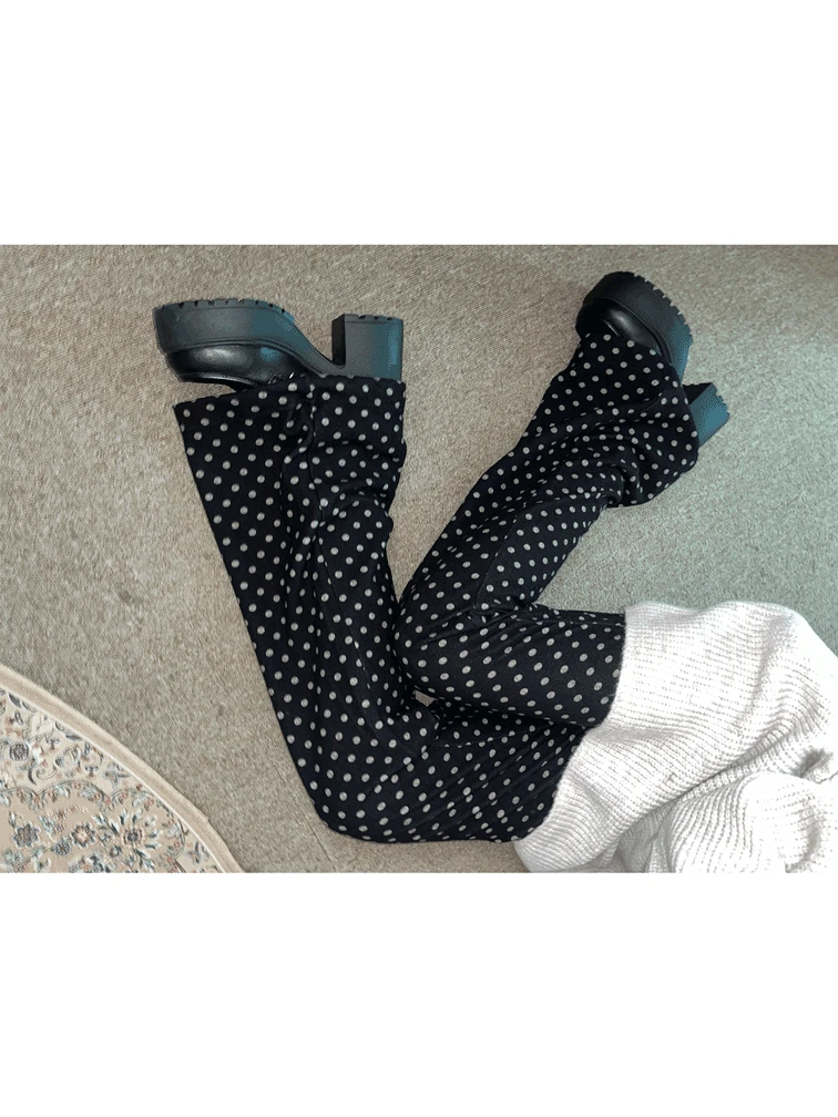 [9hope] black dot bootscut PT (기모)