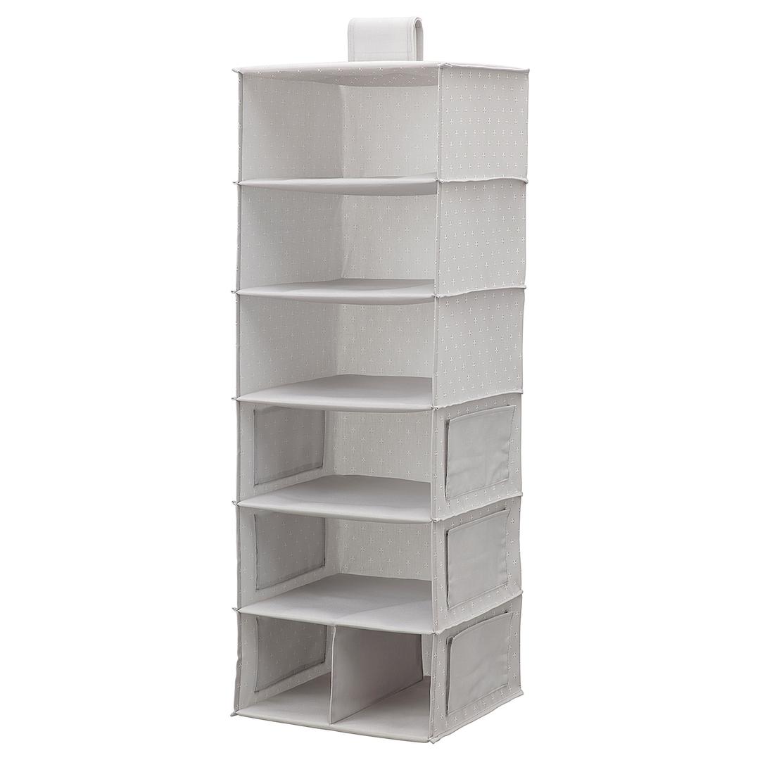 BLÄDDRARE Hanging storage with 7 compartments - gray/patterned 11 ¾x11 ¾x35 ½ "