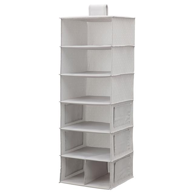 BLÄDDRARE Hanging storage with 7 compartments - gray/patterned 11 ¾x11 ¾x35 ½ "