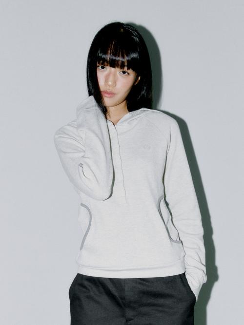 WAFFLE HENLEY HOODIE OATMEAL