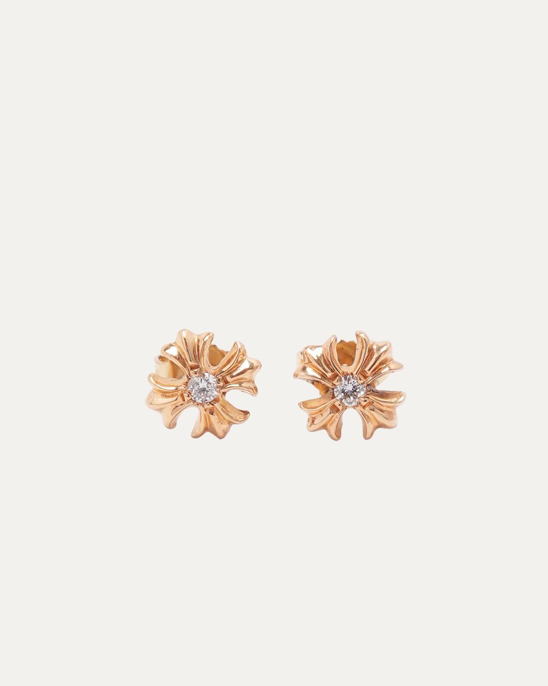 Gold and Diamond Tiny Plus Stud Earrings - OS / Gold