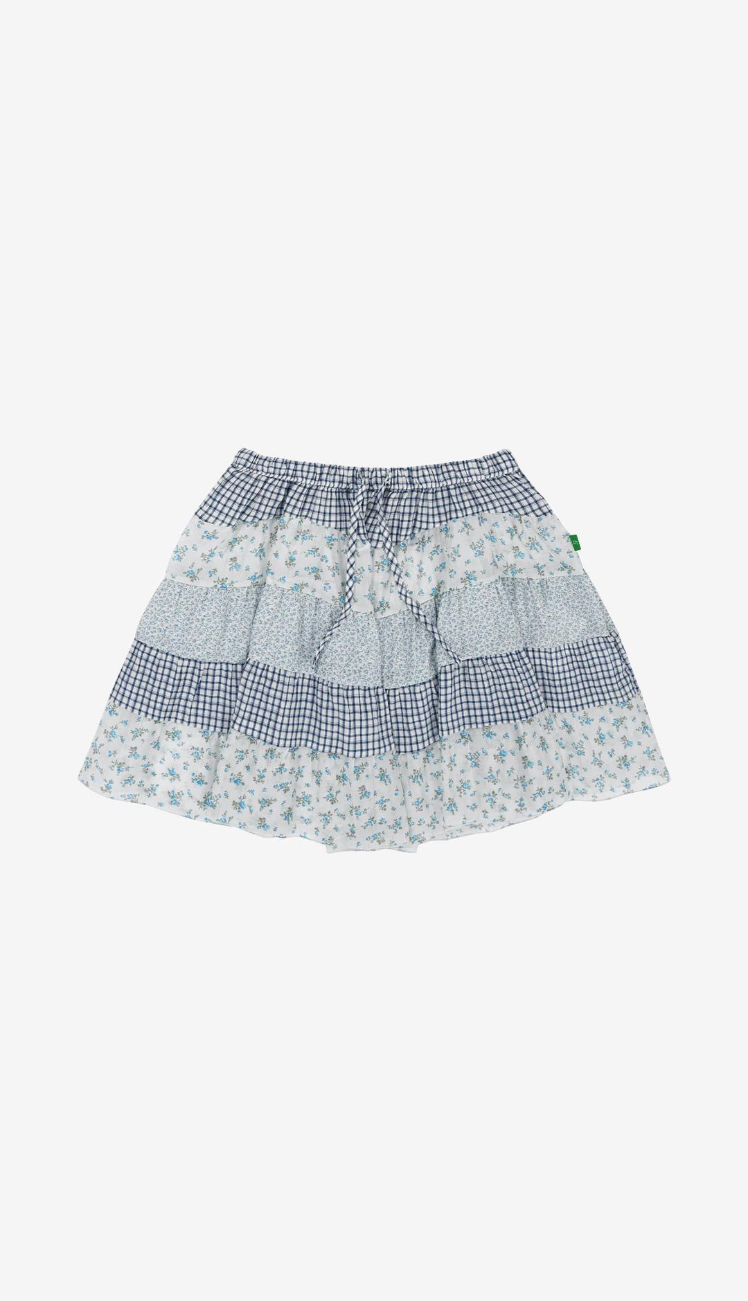 245. Mixed Pattern Mini Skirt _ Skyblue