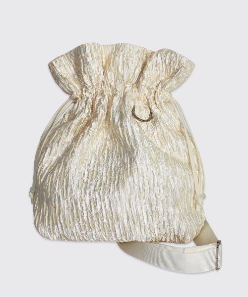 버터 크림 블링 링클 미니 슬링백팩