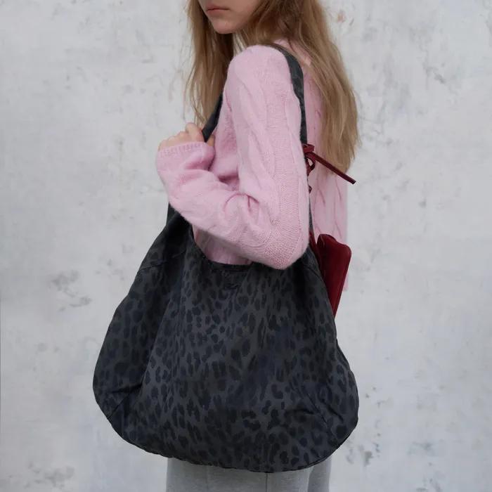 Leopard eco bag - charcoal
