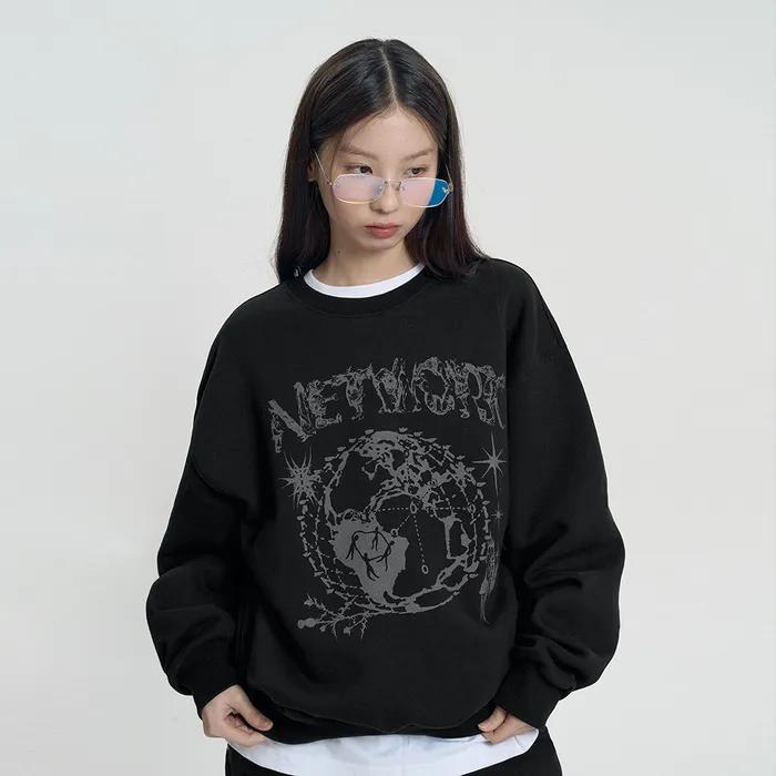 그래픽 어스 네트워크 스웨트셔츠 - 블랙