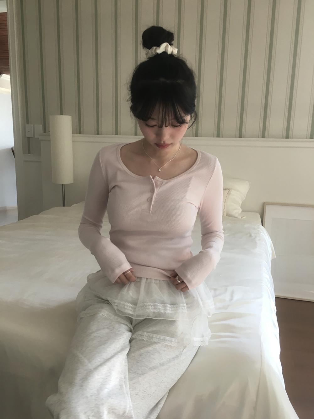 뮤트크레메 [골지버튼티] 비누 헨리넥 tee