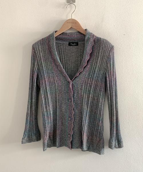(Vintage)Rainbow frill button cardigan