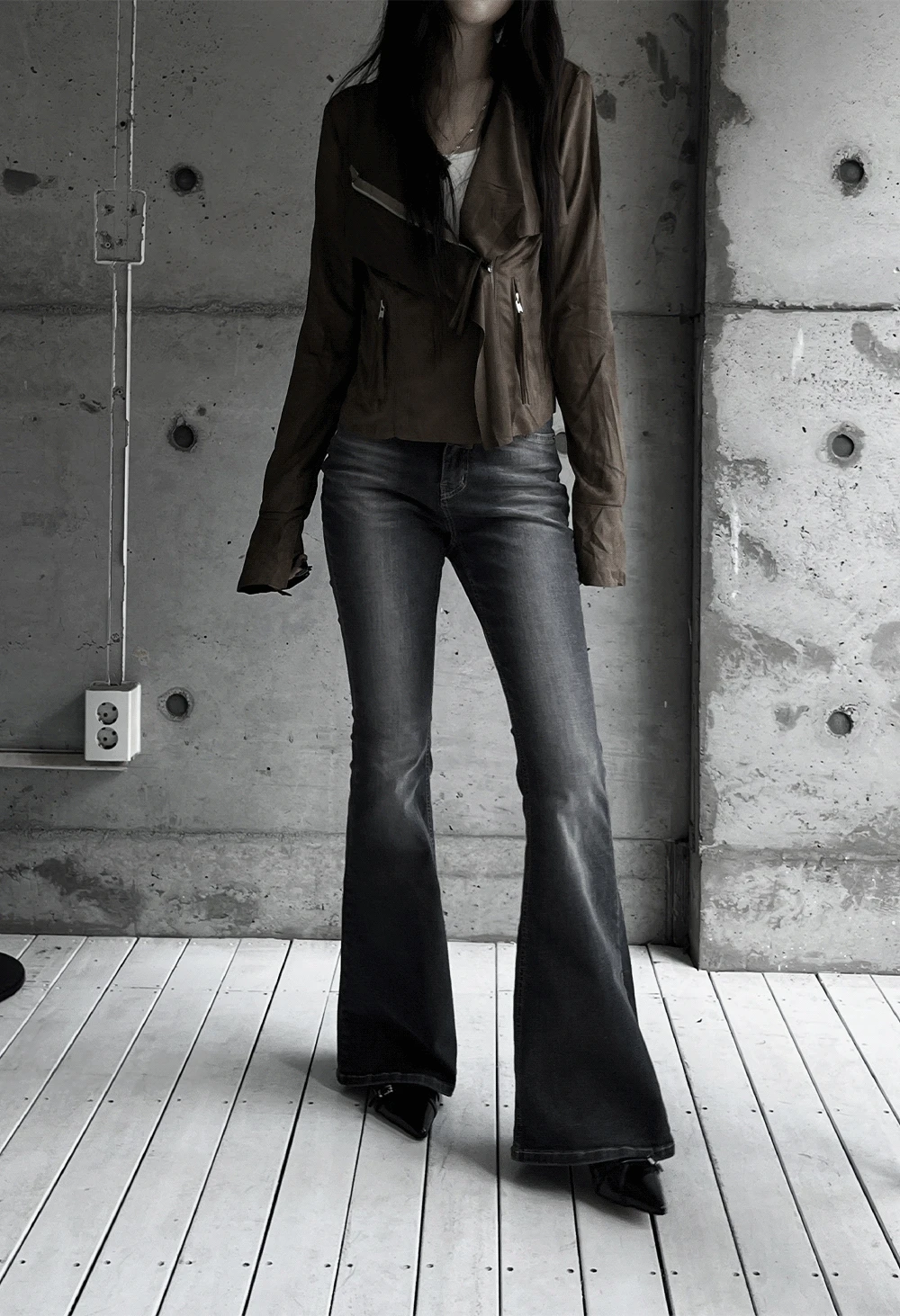 shadow fade bootcut denim