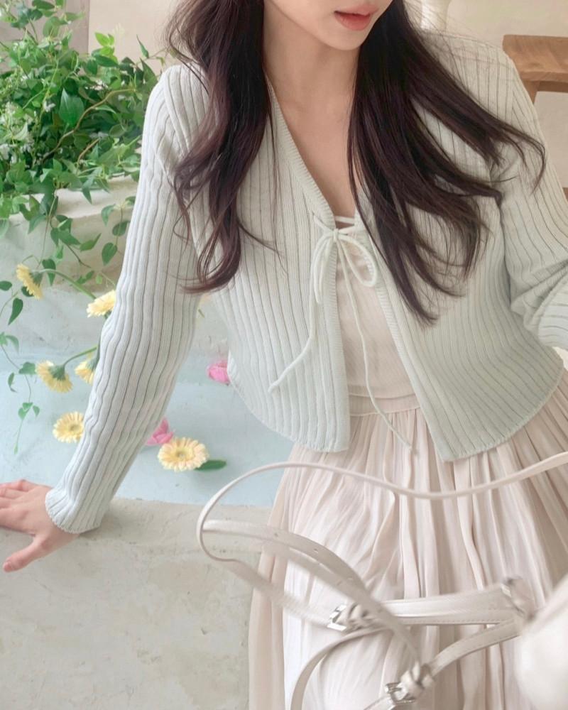 유엘 리본 볼레로 가디건