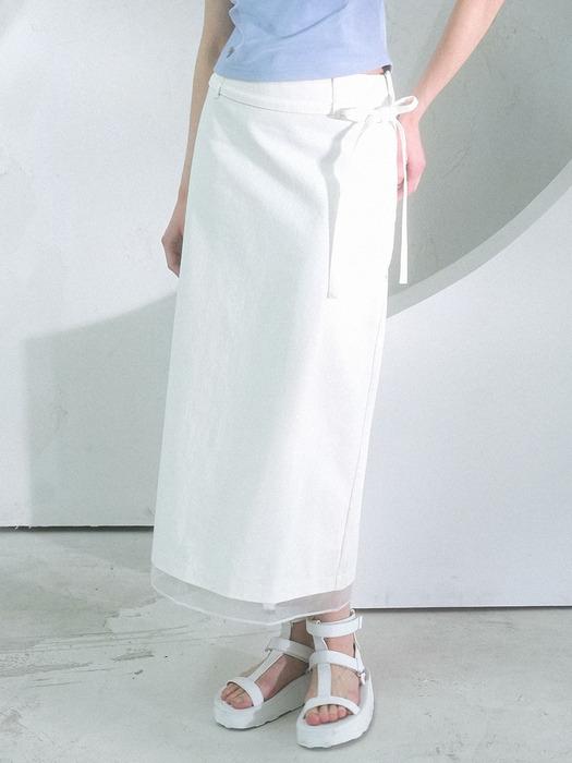 Gaia Oganza Layered Long Skirt WHITE