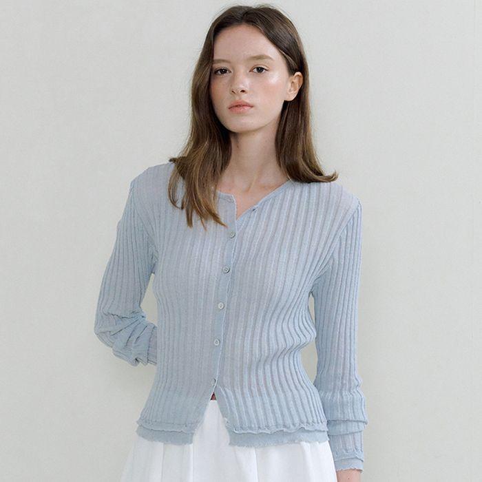 frill linen knit cardigan 263 (baby blue)