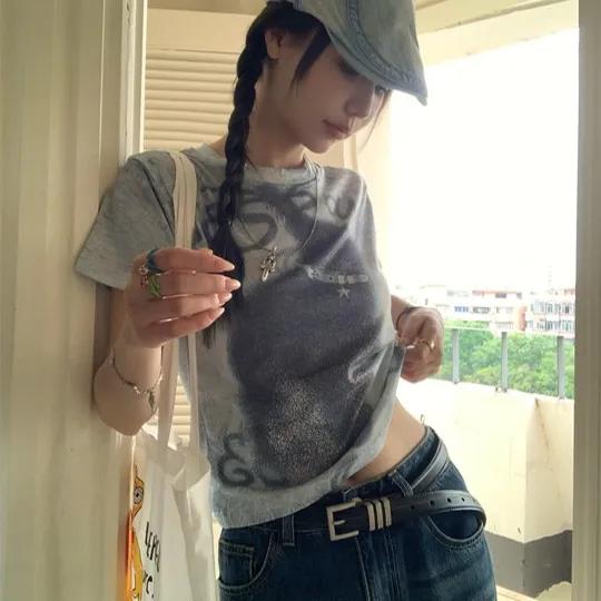 [당일출고] 사나 찰랑 스프레이 반팔 티/1color