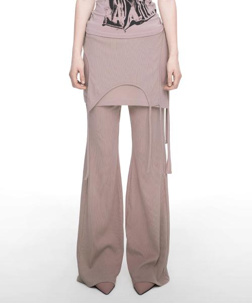 MIXED LAYERED SKIRT PANTS DUSTY PINK