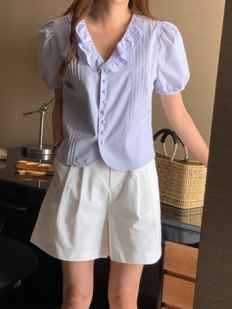 이너프 리베리 블라우스 (3col) inouf 러플블라우스