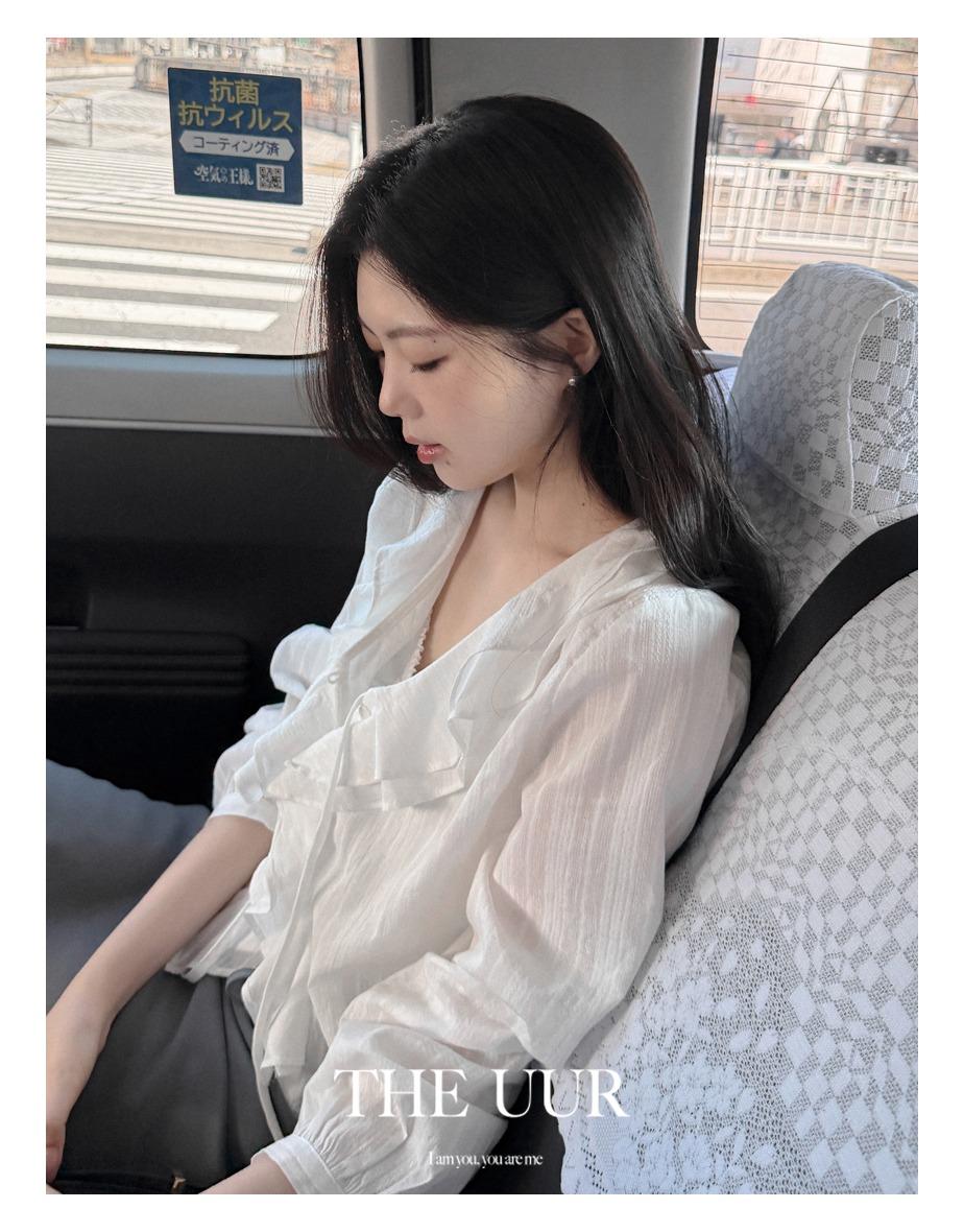 uur ruffle tie blouse [ivory]