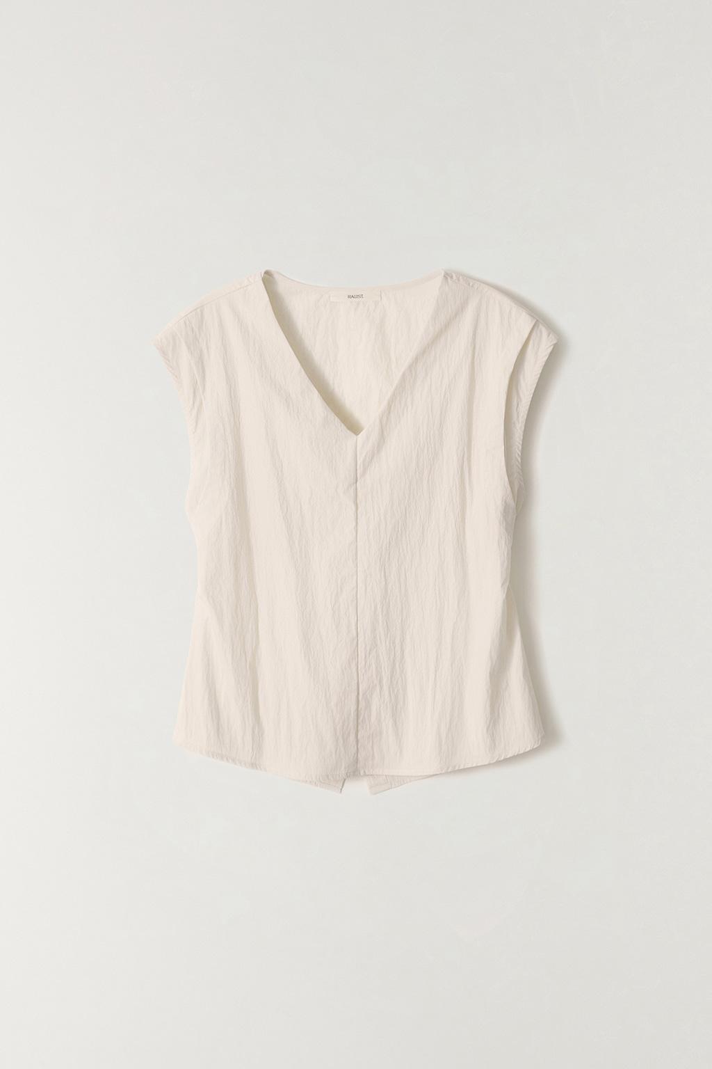 백리스 브이넥 블라우스 CREAM