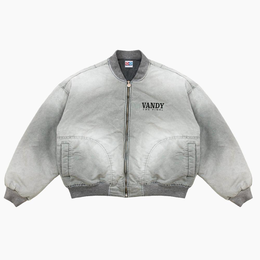 VANDY THE PINK Washed Vintage Bomber "Washed Heather Grey\"
