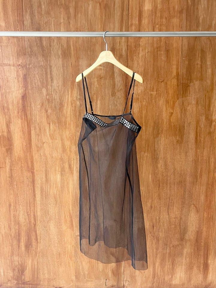 Sheer stud camisole dress