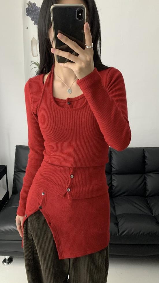 [made] wool 100 halter-neck cardigan SET (3C)