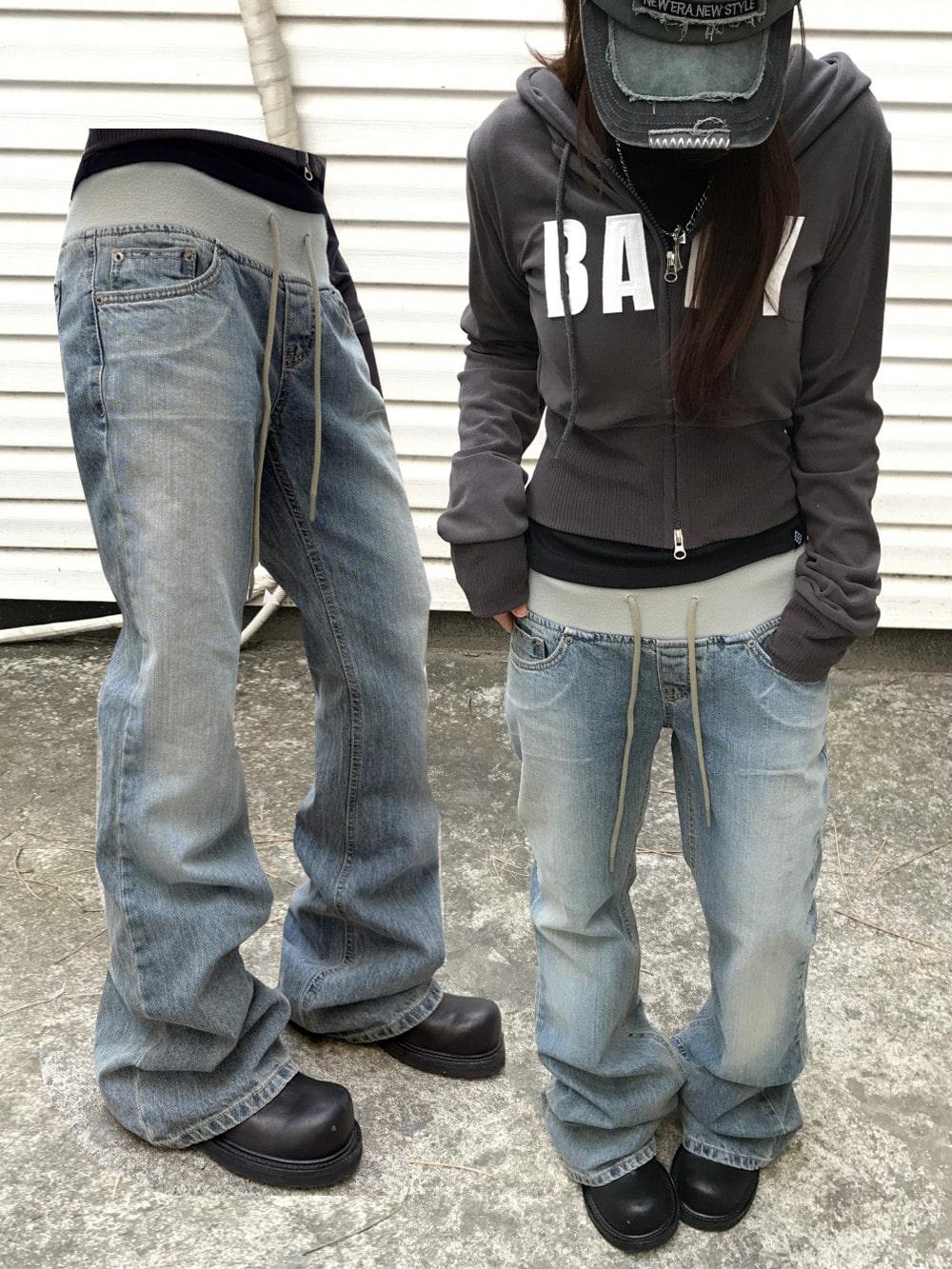 사일런트 y2k 빈티지힙 밴딩 루즈 부츠컷