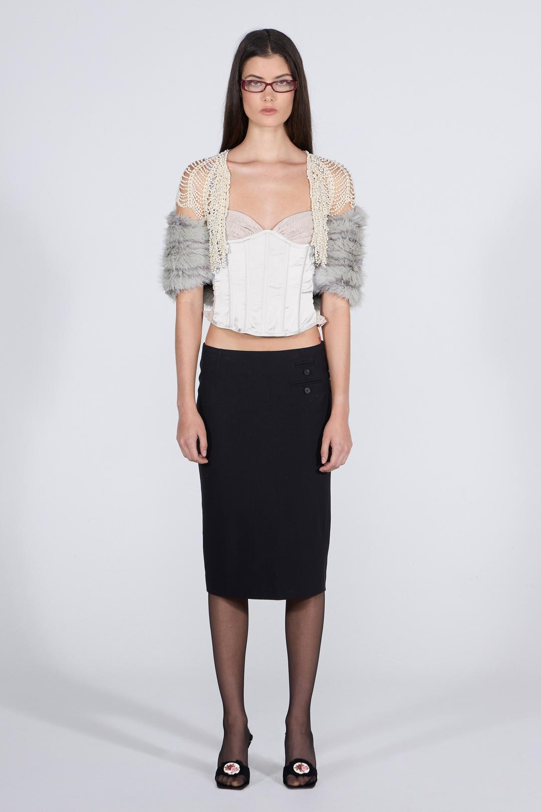 90s Glossy Corset Top White