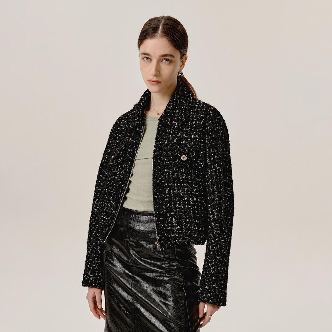 Shine Tweed Jacket_Black