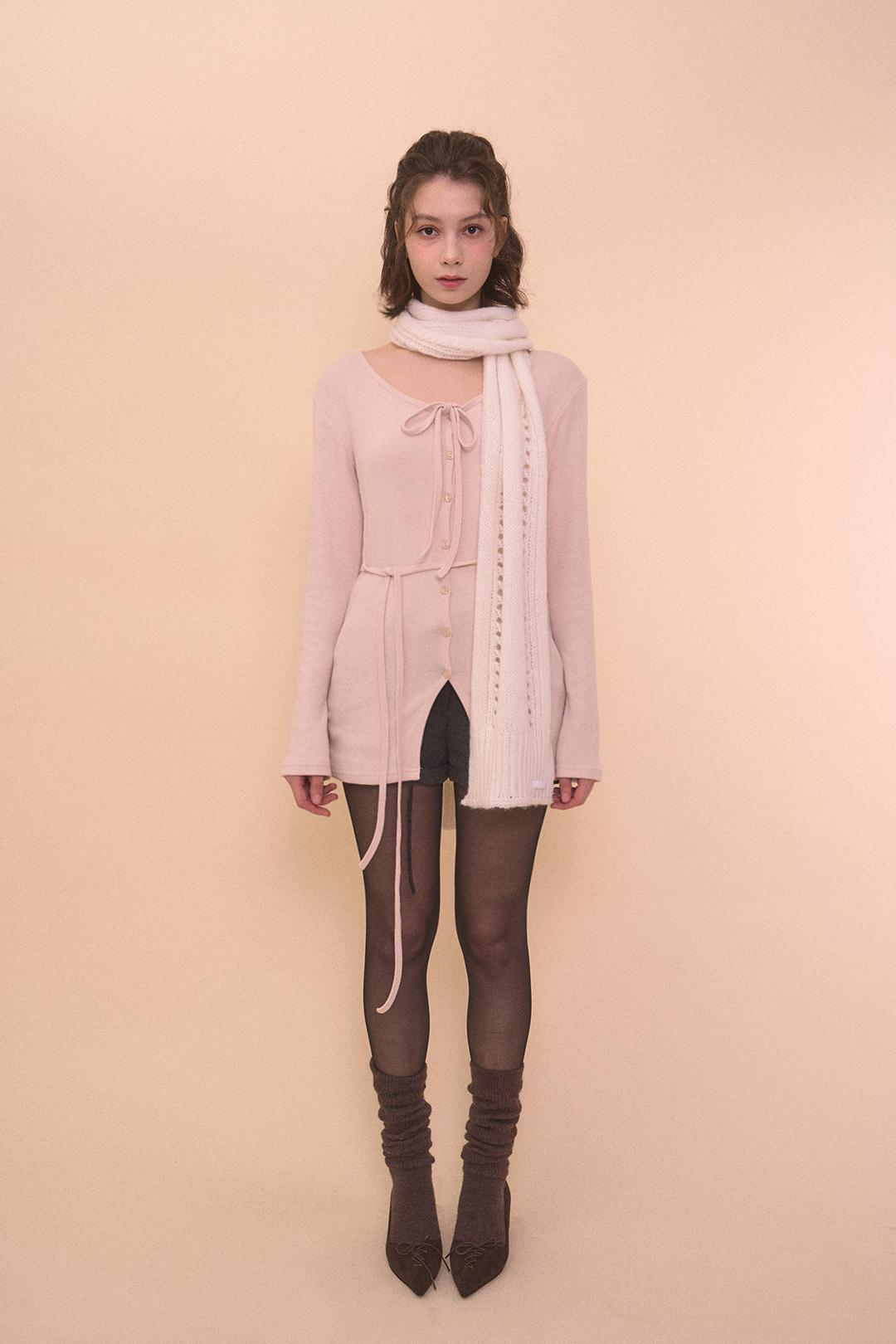 Strap long sleeve cardigan