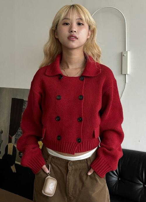 double wool knit cardigan