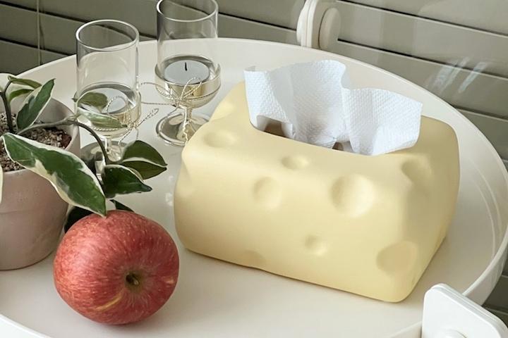 에멘탈 치즈 휴지케이스 도자기 미니 티슈케이스 휴지곽 오브제