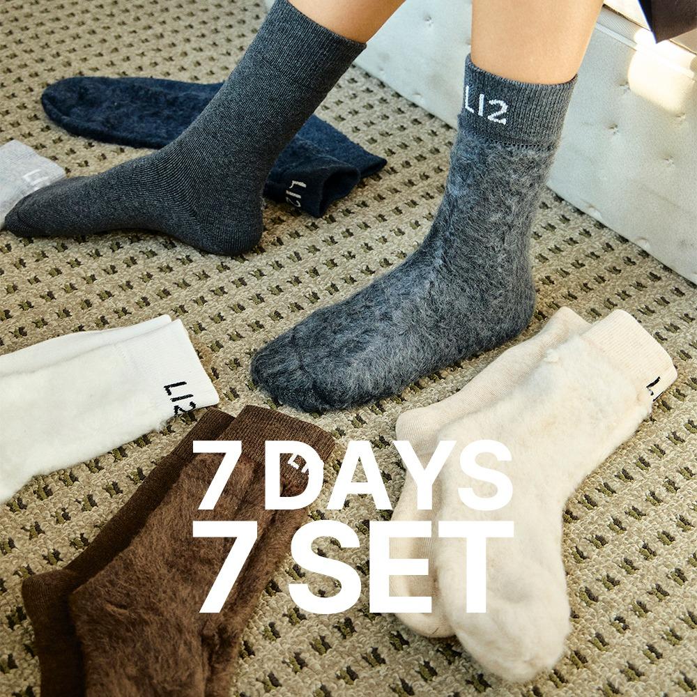 [7Days 7SET] 메리노 울 크루 삭스
