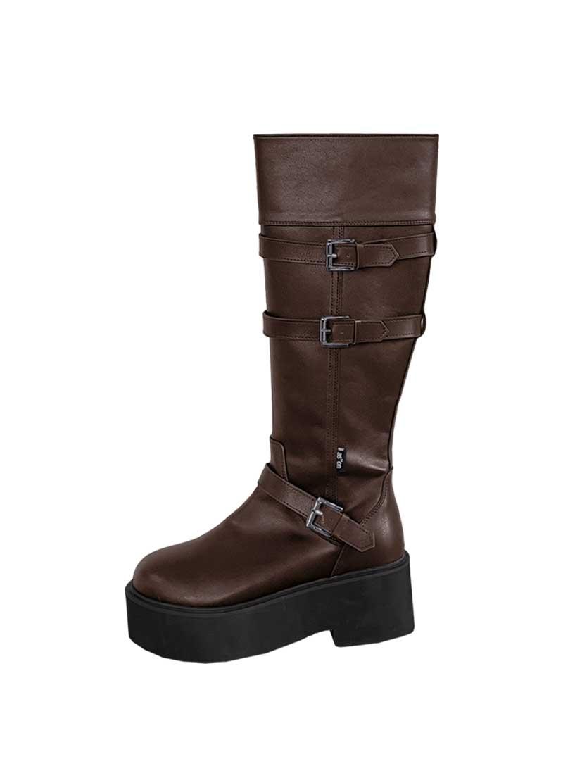 MAYA LONG BUCKLE BOOTS / BROWN