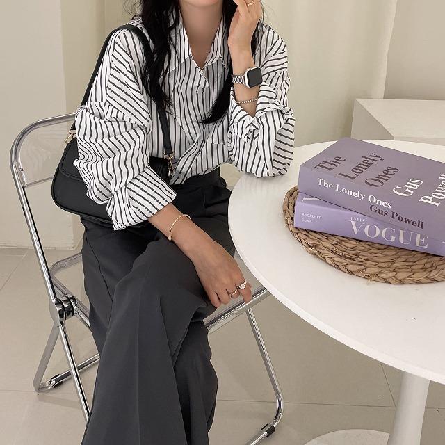 베이직 스트라이프 스탠다드 셔츠 N-0809