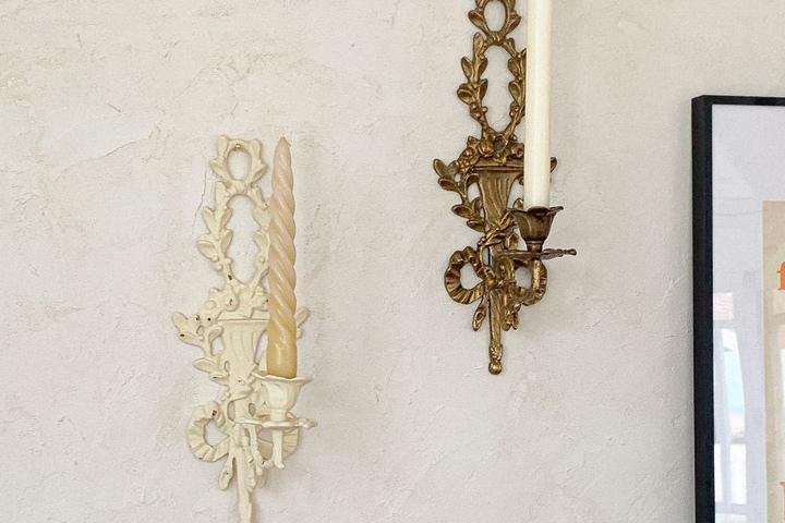 앤틱 로코코 벽걸이 촛대 캔들홀더 2color 골드 크림