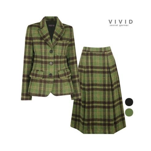 비비드시크릿가너 SET 여성 체크무늬 겨울 정장 울자켓+울 롱스커트 세트 - 치마 정장 | 쿠팡