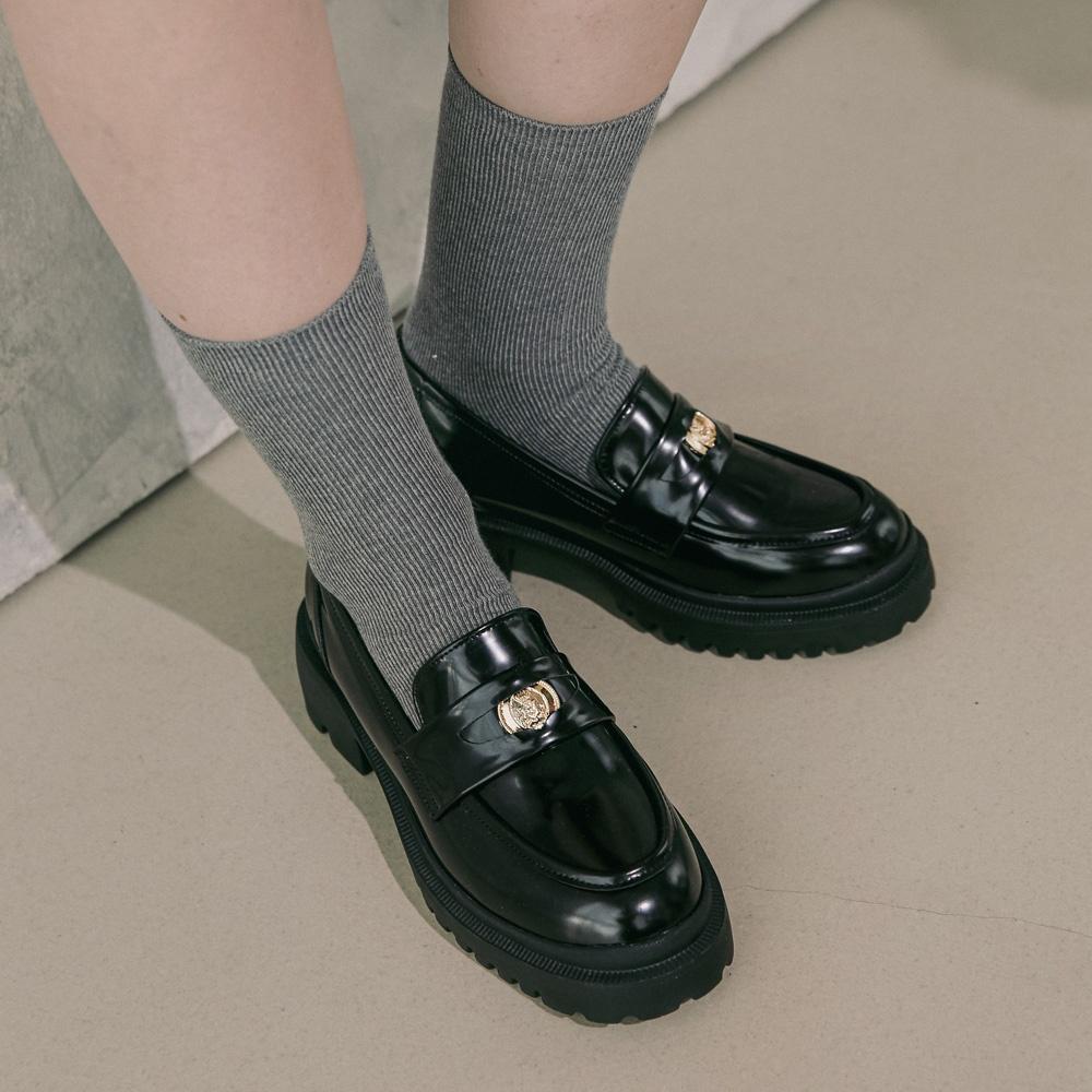 BLuck 3Color 청키 워커창 페니로퍼 5Cm