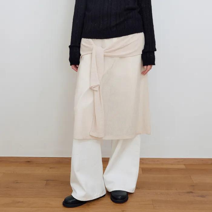 TIE LAYERED SKIRT_CREAM