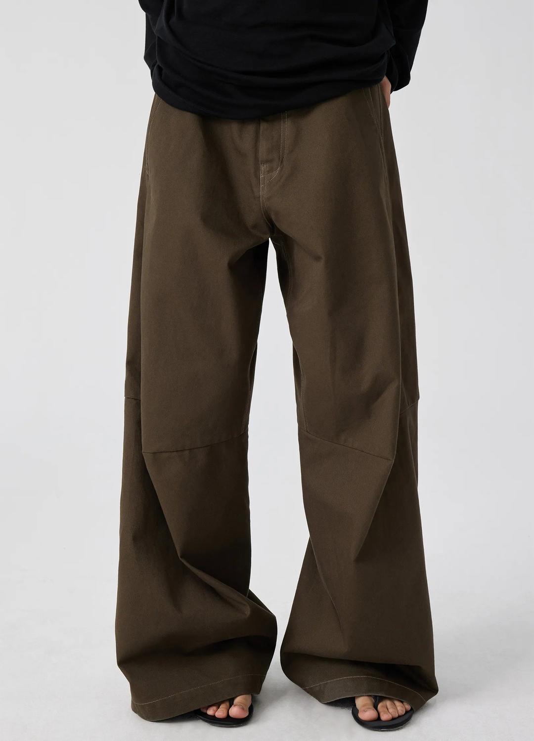 Darted Light Cotton Trousers - XS / Chocolate