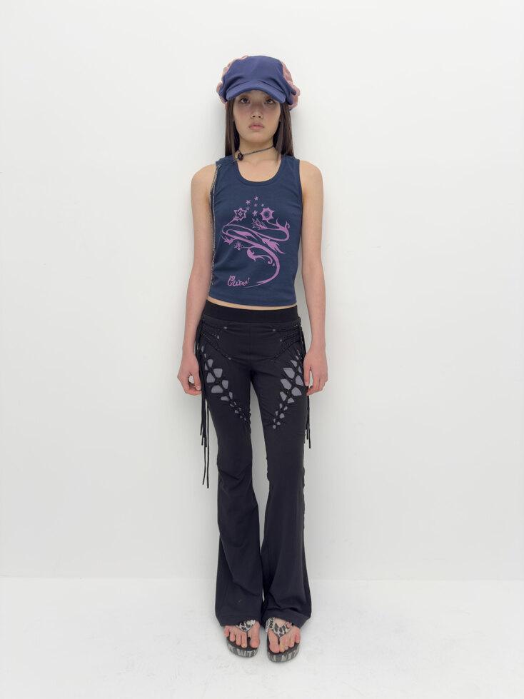 Braided jersey pants Black
