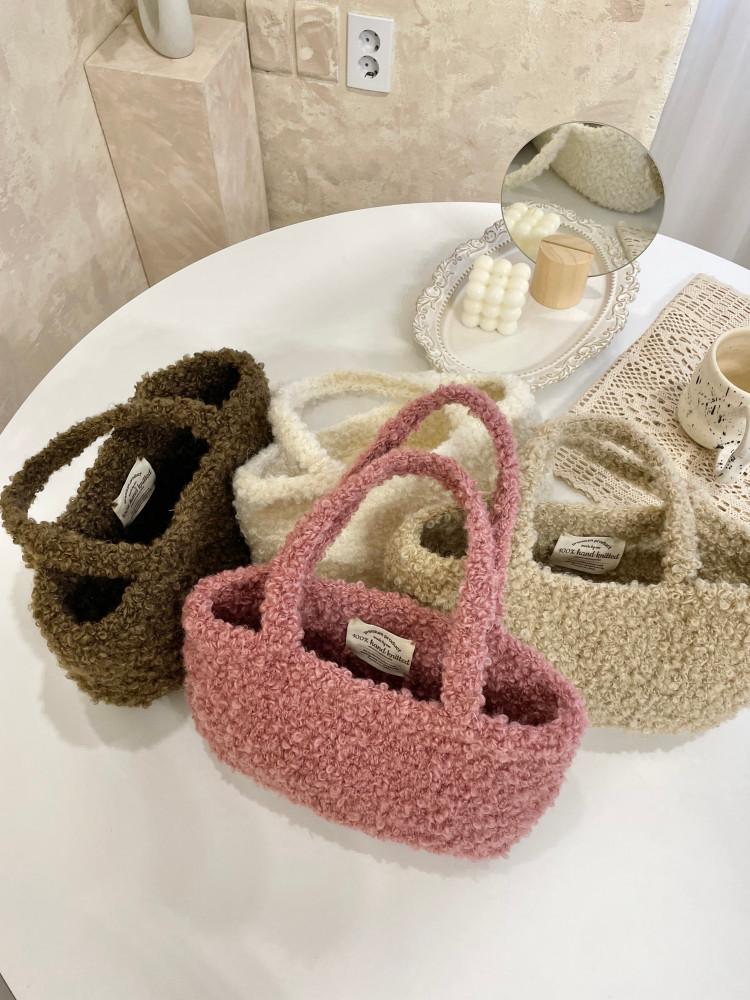 (DIY) 테디백 뜨기 코바늘 패키지 탄탄한 뽀글이 가방 뜨개 키트 겨울 숄더백 핸드백